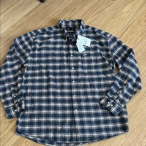 Barbour Men's Navy Marl Bowburn Regular Fit Plaid Flannel size XXL